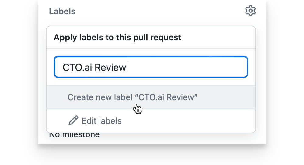 Add the new `CTO.ai Review` label on the sidebar of a Pull Request on GitHub.